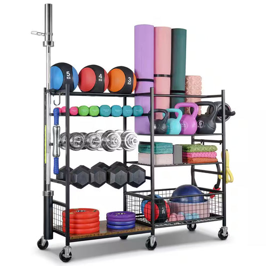 200 Lbs. Weight Capacity Sports Storage Garage Organizer Dumbbells Kettlebells Lifting Rod Multifunction Equipment Rack
